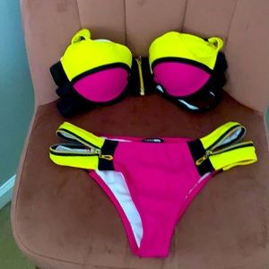 Multi color neon bikini